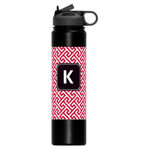 Double walled water bottle personalized with keyhole pattern and initial in university of georgia