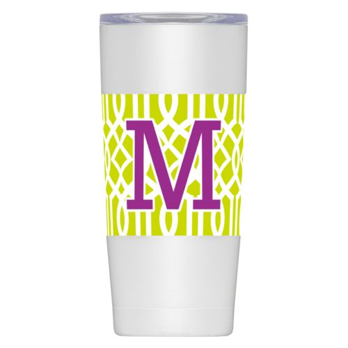 Personalized insulated steel mug personalized with ironwork pattern and the saying "M"