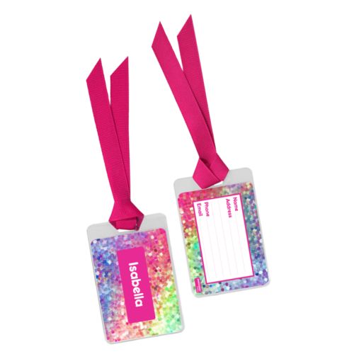 Personalized bag tag personalized with glitter pattern and name in minty