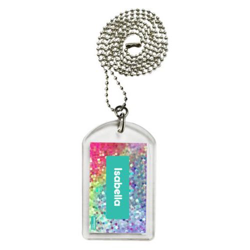 Personalized dog tag personalized with glitter pattern and name in minty