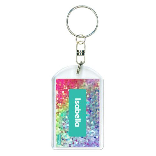 Personalized keychain personalized with glitter pattern and name in minty