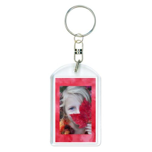 Personalized keychain personalized with red cloud pattern and photo