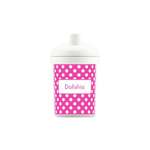 Personalized toddlercup personalized with medium dots pattern and name in juicy pink and white
