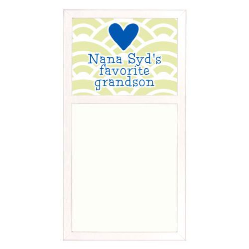 Personalized white board personalized with sunrise pattern and the sayings "Nana Syd's favorite grandson" and "Heart"