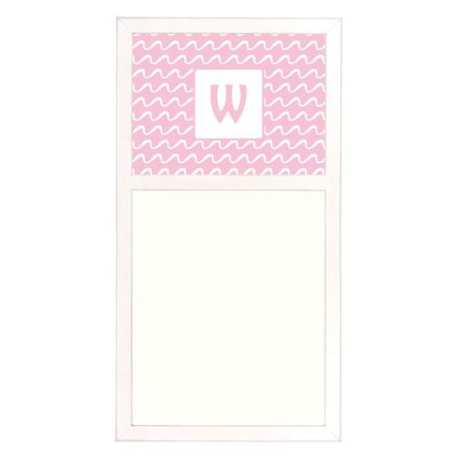 Personalized white board personalized with break pattern and initial in 1054 (rosy cheeks pink and white)
