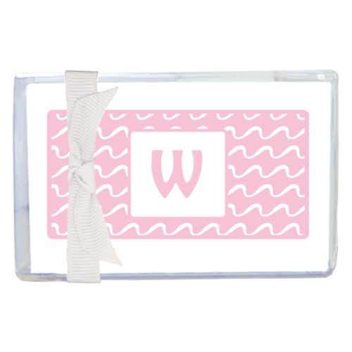 Personalized enclosure cards personalized with break pattern and initial in 1054 (rosy cheeks pink and white)