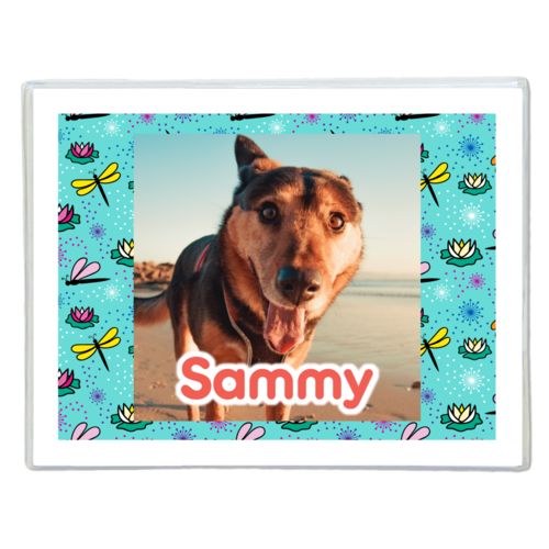 Personalized note cards personalized with bugs dragonfly pattern and photo and the saying "Sammy"