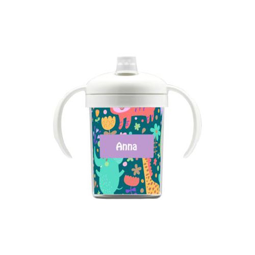 Personalized sippycup personalized with africa pattern and name in lavender