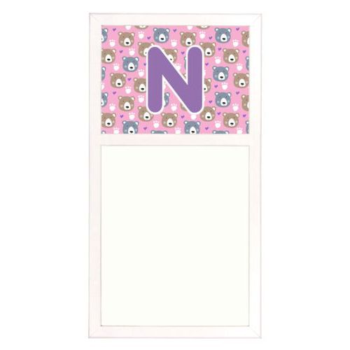 Personalized white board personalized with bears pattern and the saying "N"