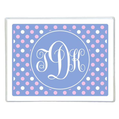 Personalized note cards personalized with medium dots pattern and monogram in easter serenity and quartz