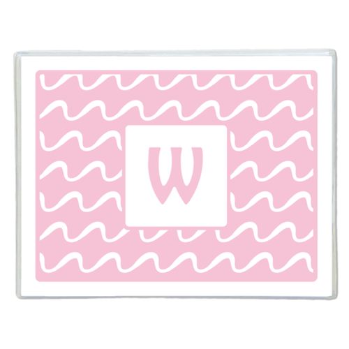 Personalized note cards personalized with break pattern and initial in 1054 (rosy cheeks pink and white)