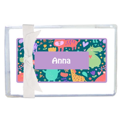Personalized enclosure cards personalized with africa pattern and name in lavender
