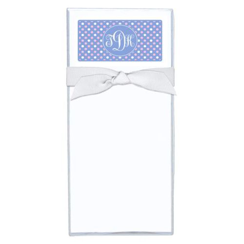 Personalized note sheets personalized with medium dots pattern and monogram in easter serenity and quartz