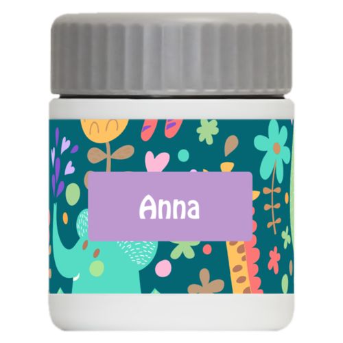 Personalized 12oz food jar personalized with africa pattern and name in lavender