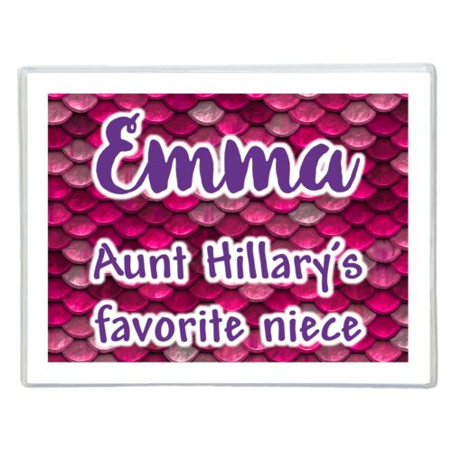 Personalized note cards personalized with pink mermaid pattern and the saying "Emma Aunt Hillary's favorite niece"