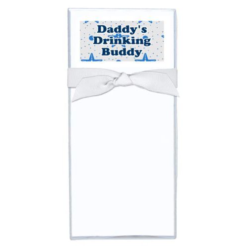 Personalized note sheets personalized with blue starfish pattern and the saying "Daddy's Drinking Buddy"