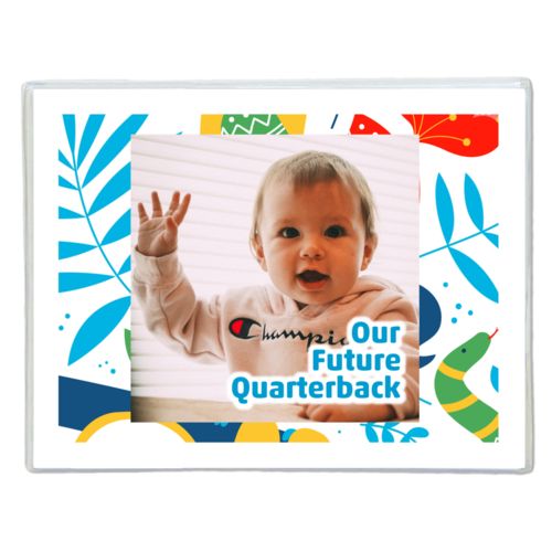 Personalized note cards personalized with jungle pattern and photo and the saying "Our Future Quarterback"