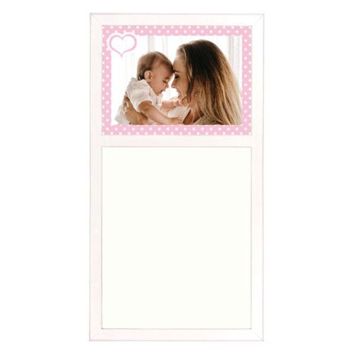 Personalized white board personalized with small dots pattern and photo and the saying "Heart Outline"