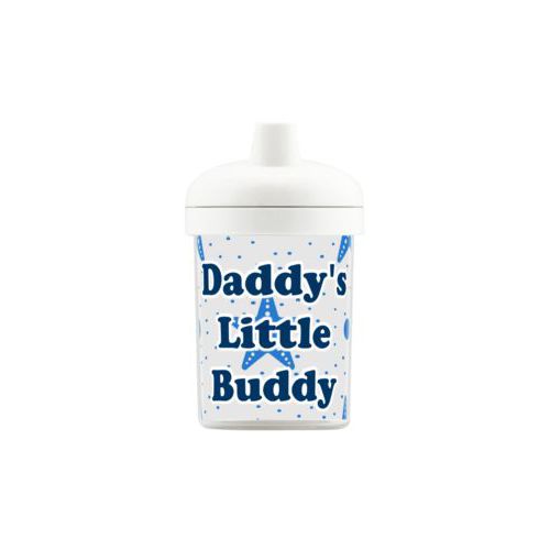 Personalized toddlercup personalized with blue starfish pattern and the saying "Daddy's Little Buddy"