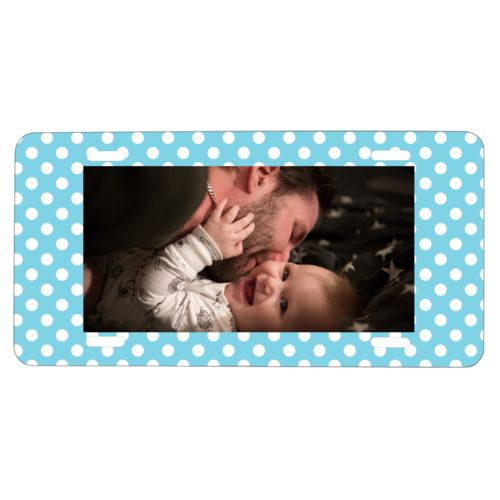 Custom license plate personalized with medium dots pattern and photo