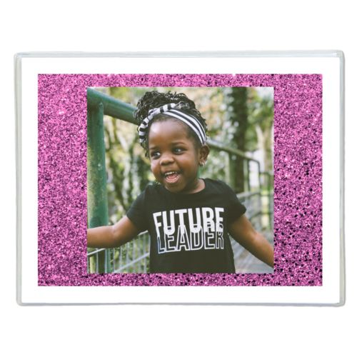 Personalized note cards personalized with light pink glitter pattern and photo