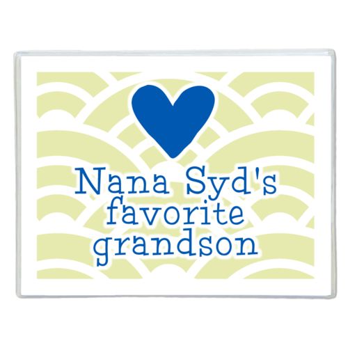 Personalized note cards personalized with sunrise pattern and the sayings "Nana Syd's favorite grandson" and "Heart"