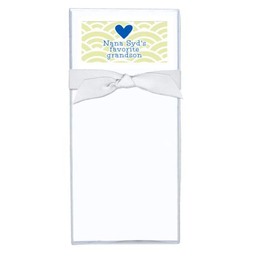 Personalized note sheets personalized with sunrise pattern and the sayings "Nana Syd's favorite grandson" and "Heart"