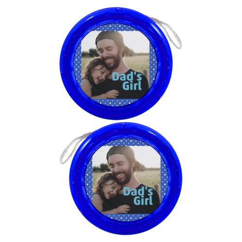 Personalized yoyo personalized with small dots pattern and photo and the saying "Dad's Girl"