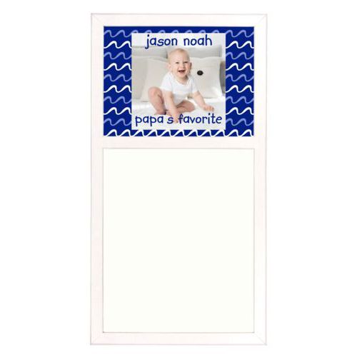 Personalized white board personalized with break pattern and photo and the sayings "papa's favorite" and "jason noah"