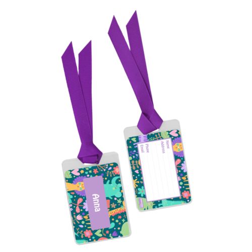 Personalized bag tag personalized with africa pattern and name in lavender