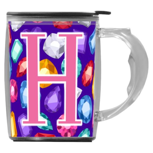 Custom mug with handle personalized with bling pattern and the saying "H"