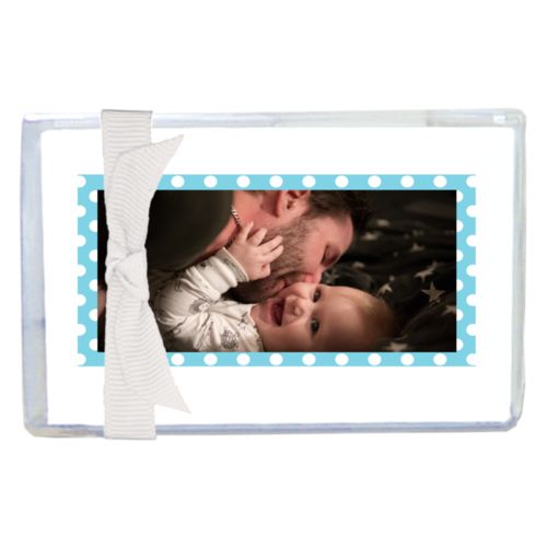 Personalized enclosure cards personalized with medium dots pattern and photo