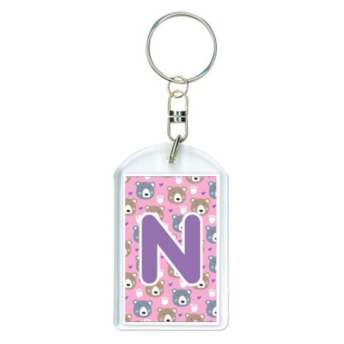 Personalized keychain personalized with bears pattern and the saying "N"
