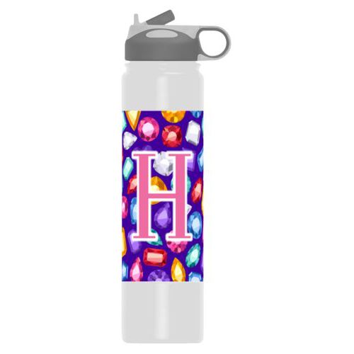 Vacuum insulated water bottle personalized with bling pattern and the saying "H"