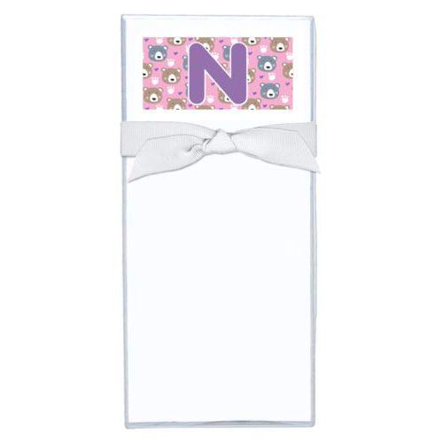 Personalized note sheets personalized with bears pattern and the saying "N"