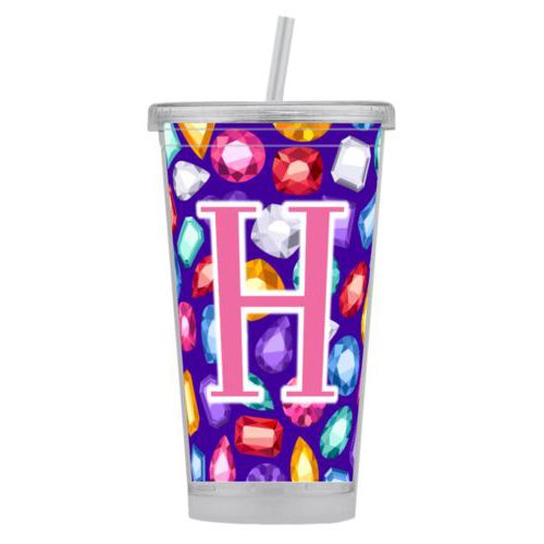 Personalized tumbler personalized with bling pattern and the saying "H"