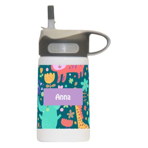 Personalized water bottle for kids personalized with africa pattern and name in lavender