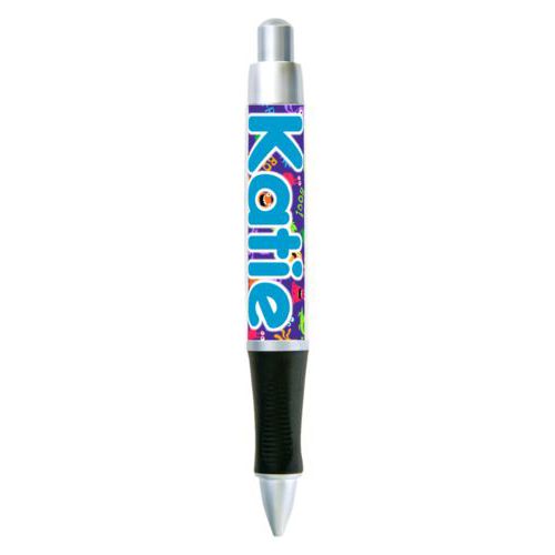 Personalized pen personalized with monsters pattern and the saying "Katie"