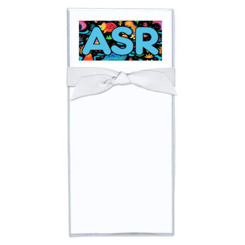 Personalized note sheets personalized with dinos pattern and the saying "ASR"
