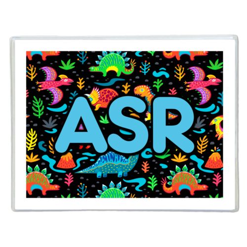 Personalized note cards personalized with dinos pattern and the saying "ASR"