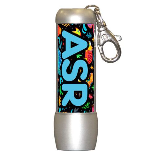 Personalized flashlight personalized with dinos pattern and the saying "ASR"