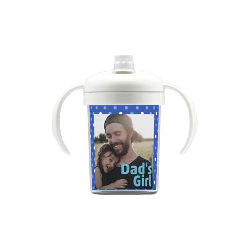 Personalized sippycup personalized with small dots pattern and photo and the saying "Dad's Girl"