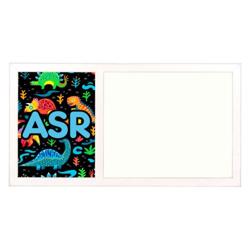 Personalized white board personalized with dinos pattern and the saying "ASR"