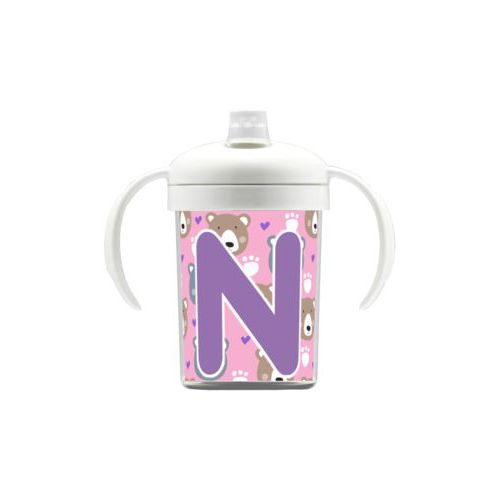 Personalized sippycup personalized with bears pattern and the saying "N"
