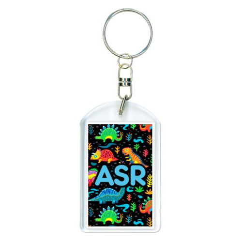 Personalized keychain personalized with dinos pattern and the saying "ASR"