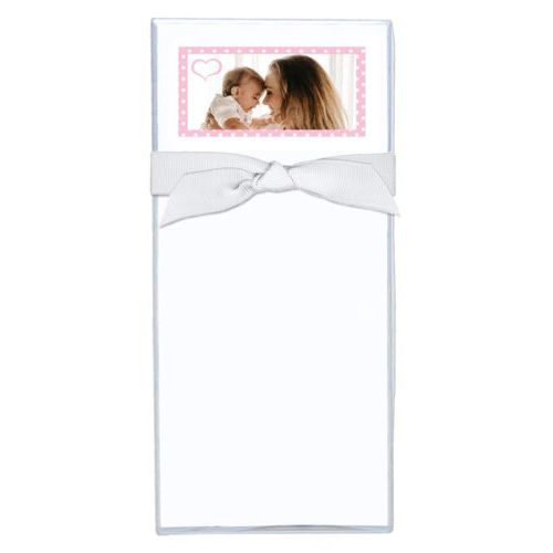 Personalized note sheets personalized with small dots pattern and photo and the saying "Heart Outline"