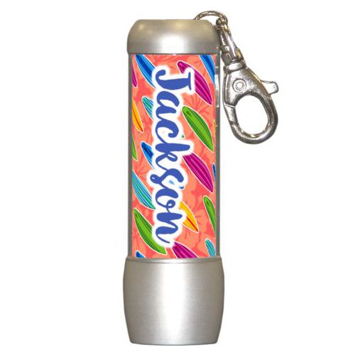 Personalized flashlight personalized with boards pattern and the saying "Jackson"