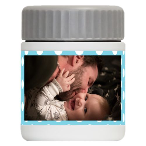 Personalized 12oz food jar personalized with medium dots pattern and photo