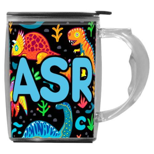 Custom mug with handle personalized with dinos pattern and the saying "ASR"