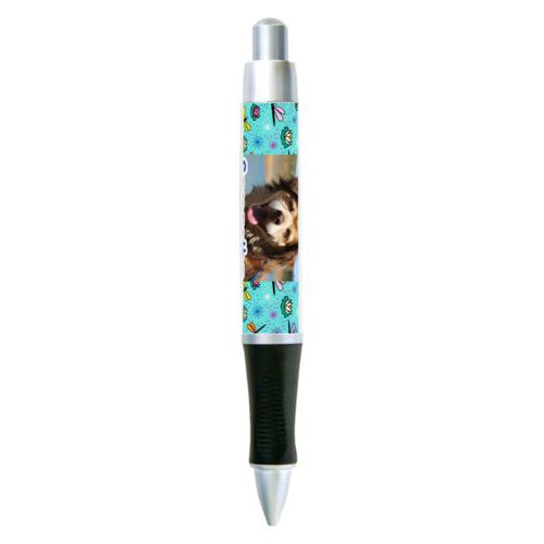 Personalized pen personalized with bugs dragonfly pattern and photo and the saying "Samantha"